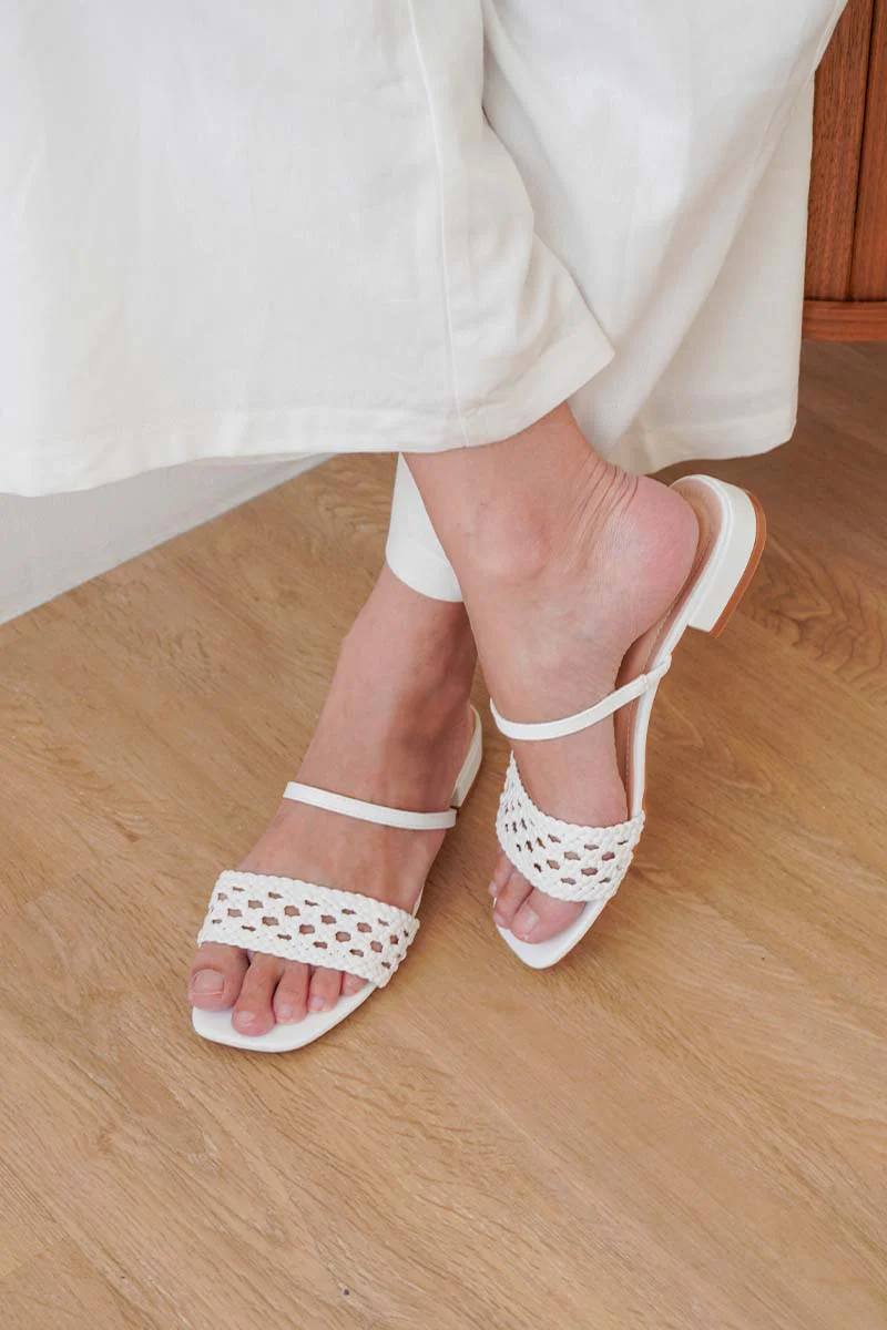 Opaline Hand-woven Sandals in Cream - Image 5