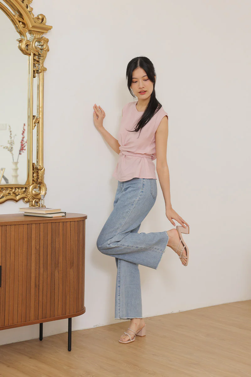 Ovina Pearl Strappy Block Heel in Blush - Image 2