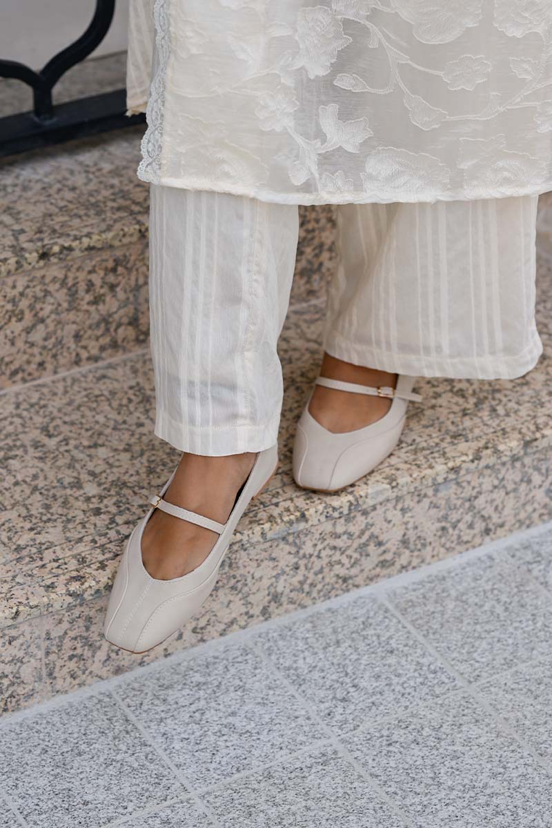 Raze Maryjane Flats in Bone - Image 2