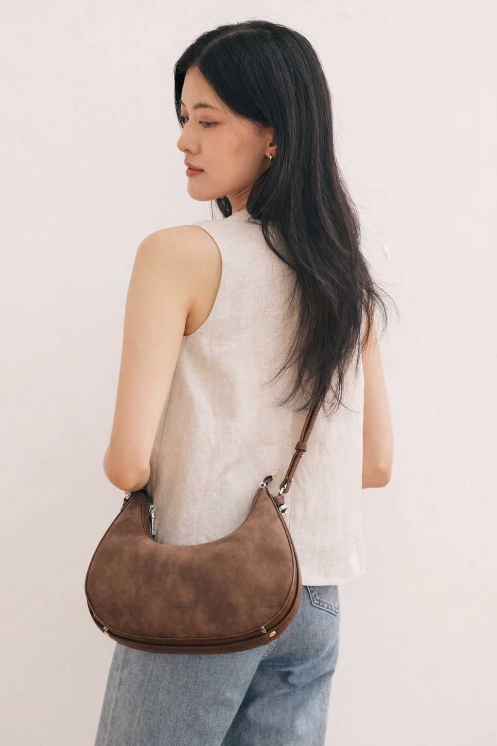 Reunion Tuan Crescent Bag in Chocolate Brown - Image 3