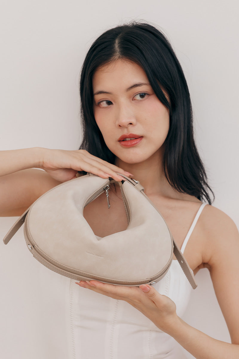 Reunion Tuan Crescent Bag in Stone Suede - Image 4