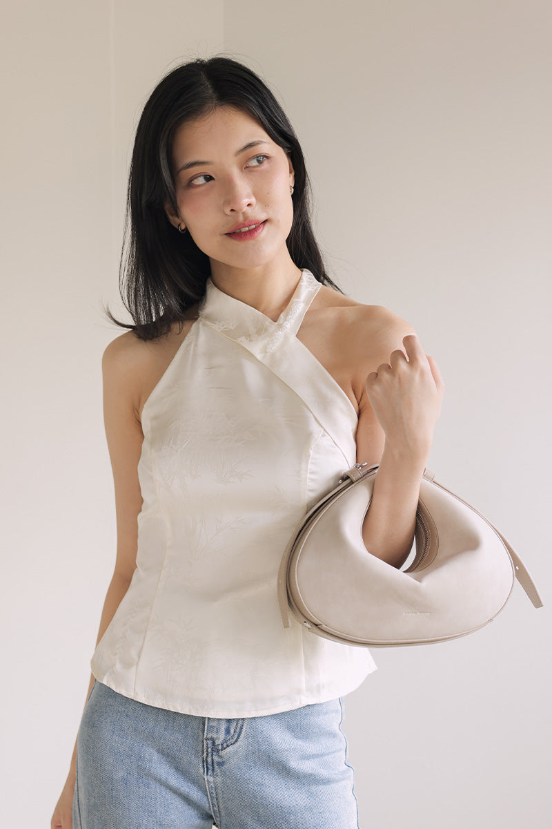 Reunion Tuan Crescent Bag in Stone Suede - Image 5