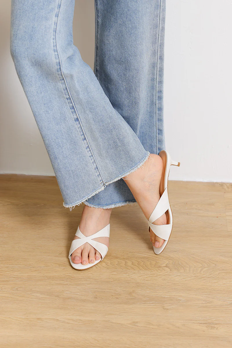 Rivelle Kitten Heels in White - Image 3