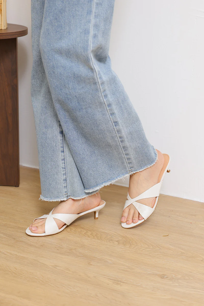 Rivelle Kitten Heels in White - Image 6
