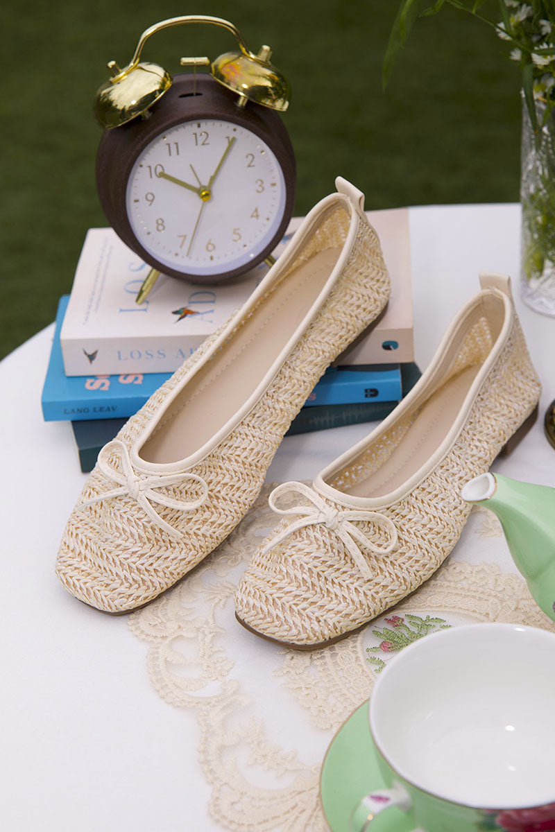 Robyn Weaved Flats in Cream