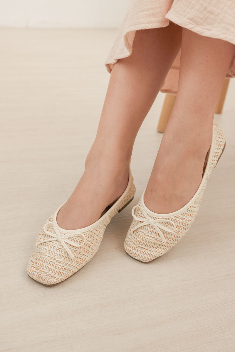 Robyn Weaved Flats in Cream - Image 4