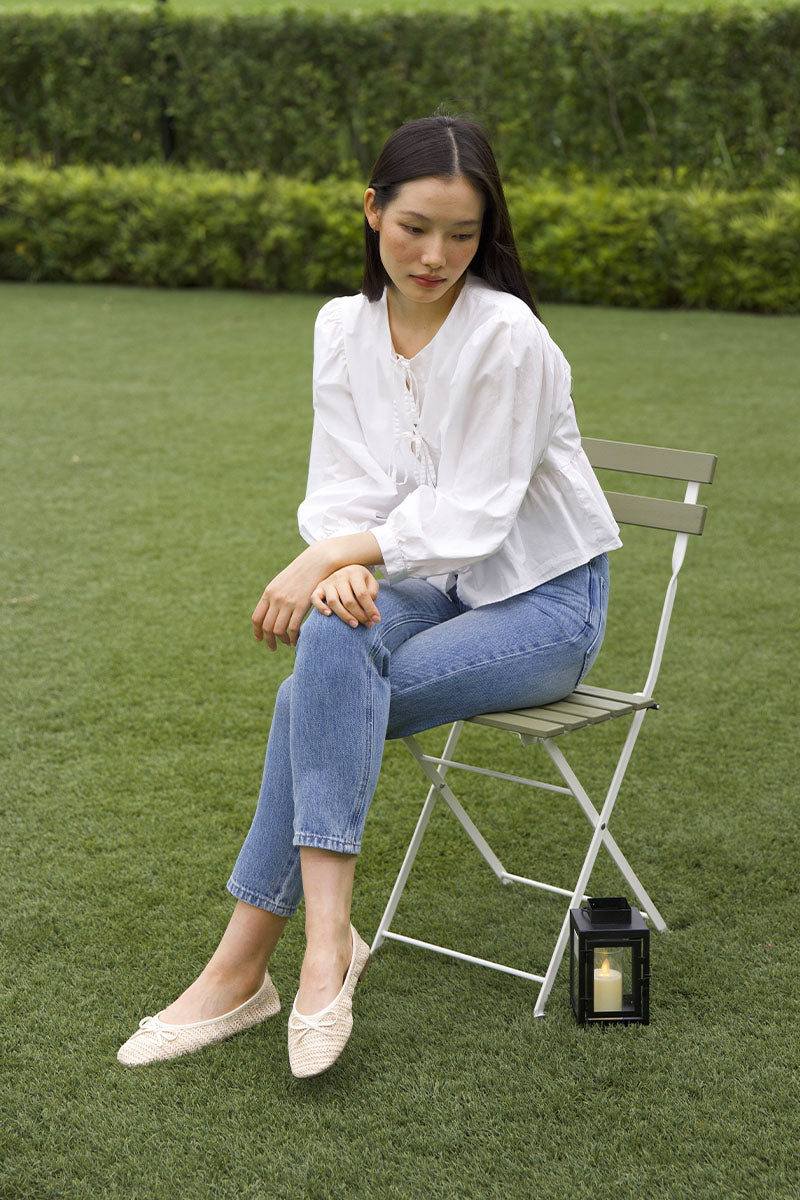 Robyn Weaved Flats in Cream - Image 6