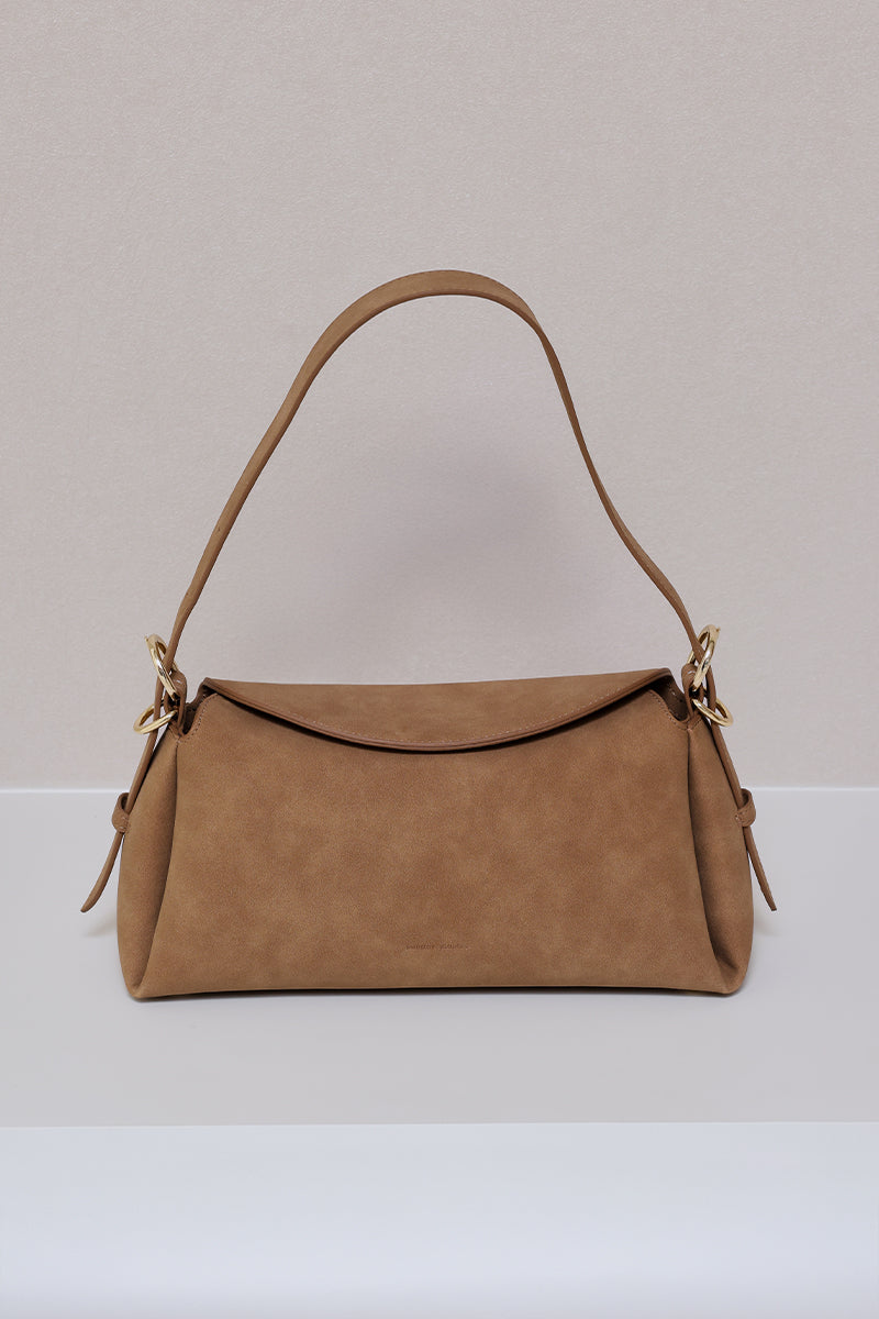 Roma Shoulder Bag in Brown Waterproof Suede - Image 5