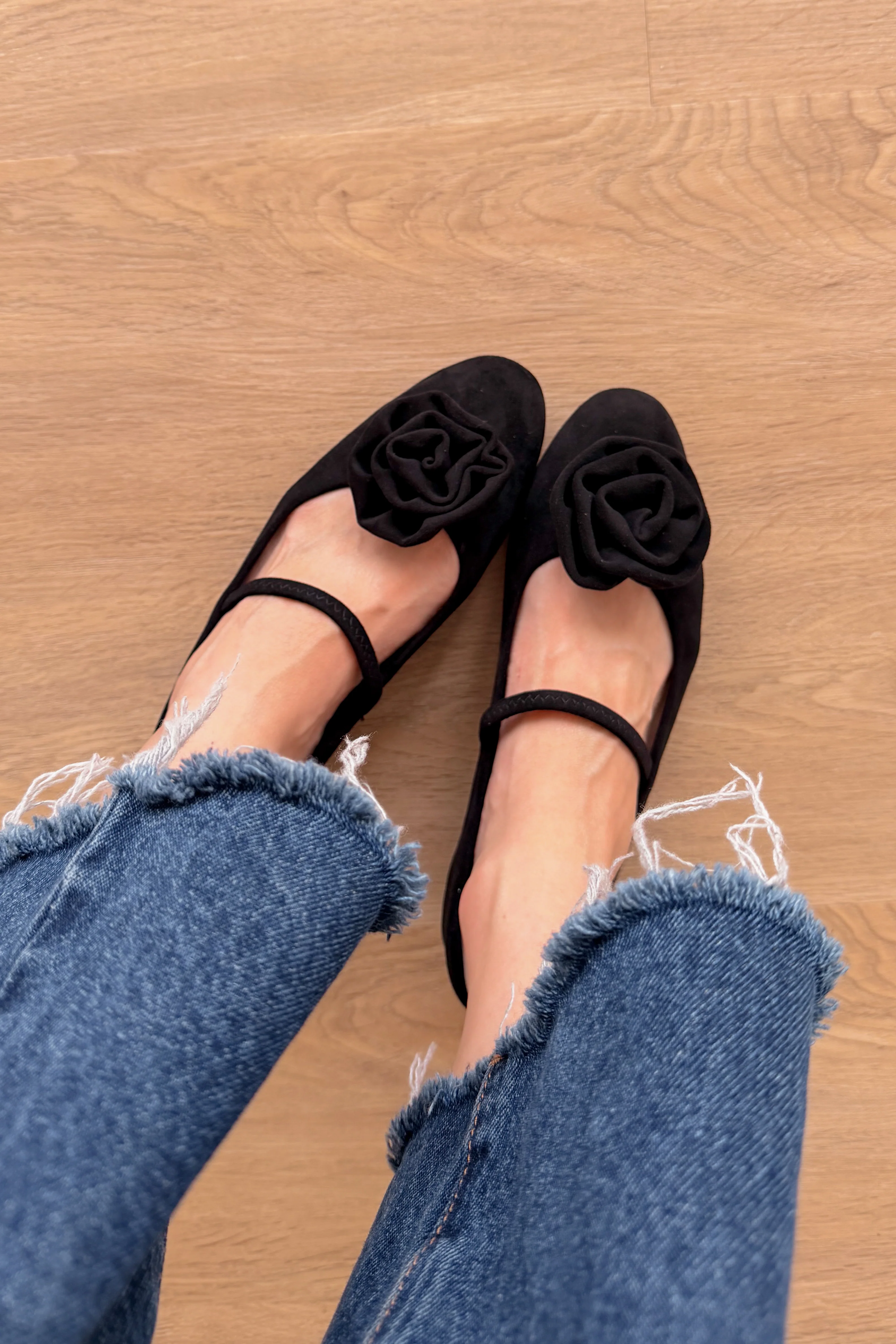Rosabel Maryjane Flats in Black Suede - Image 3