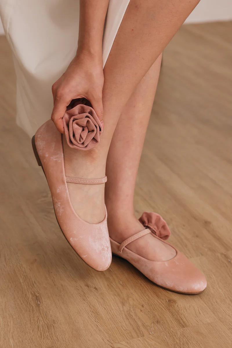 Rosabel Maryjane Flats in Pink Satin - Image 4
