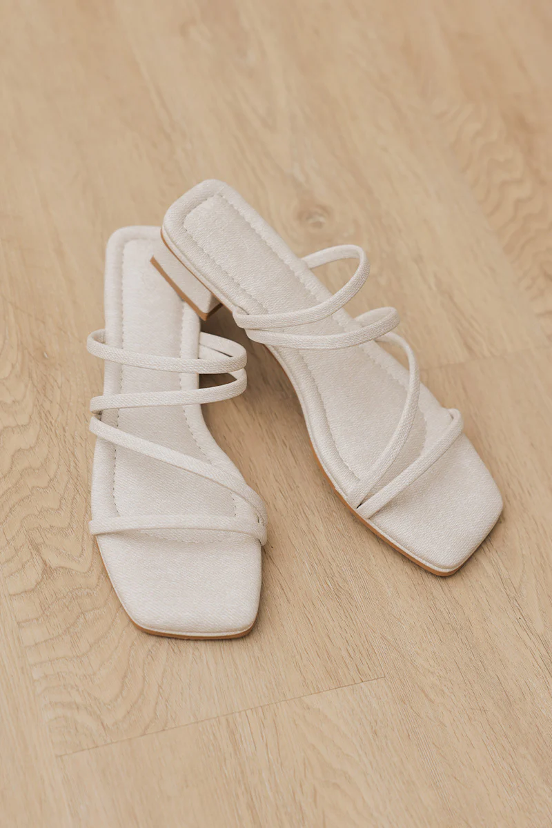 Rosalie Strappy Cloud Heels in Waterproof Linen - Image 5