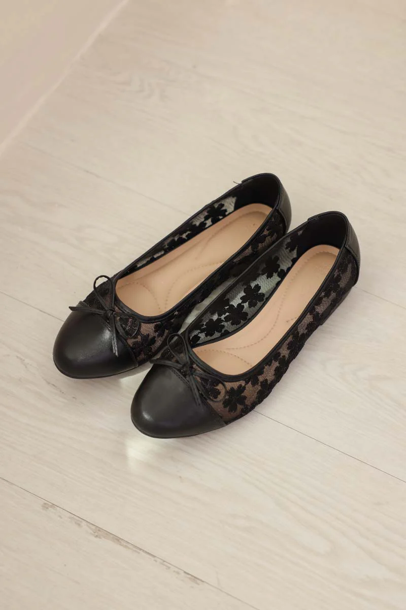 Roux Embroidered Flats in Black - Image 3