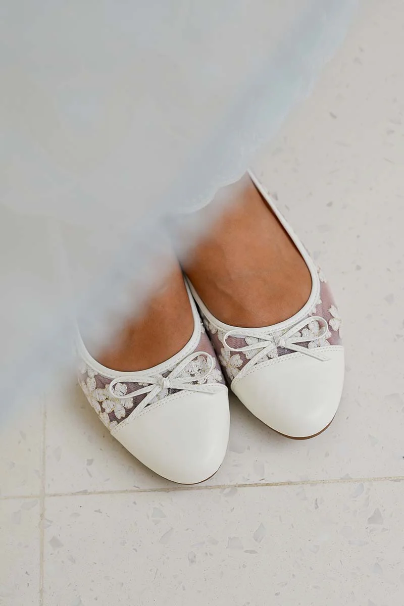 Roux Embroidered Flats in Cream - Image 6
