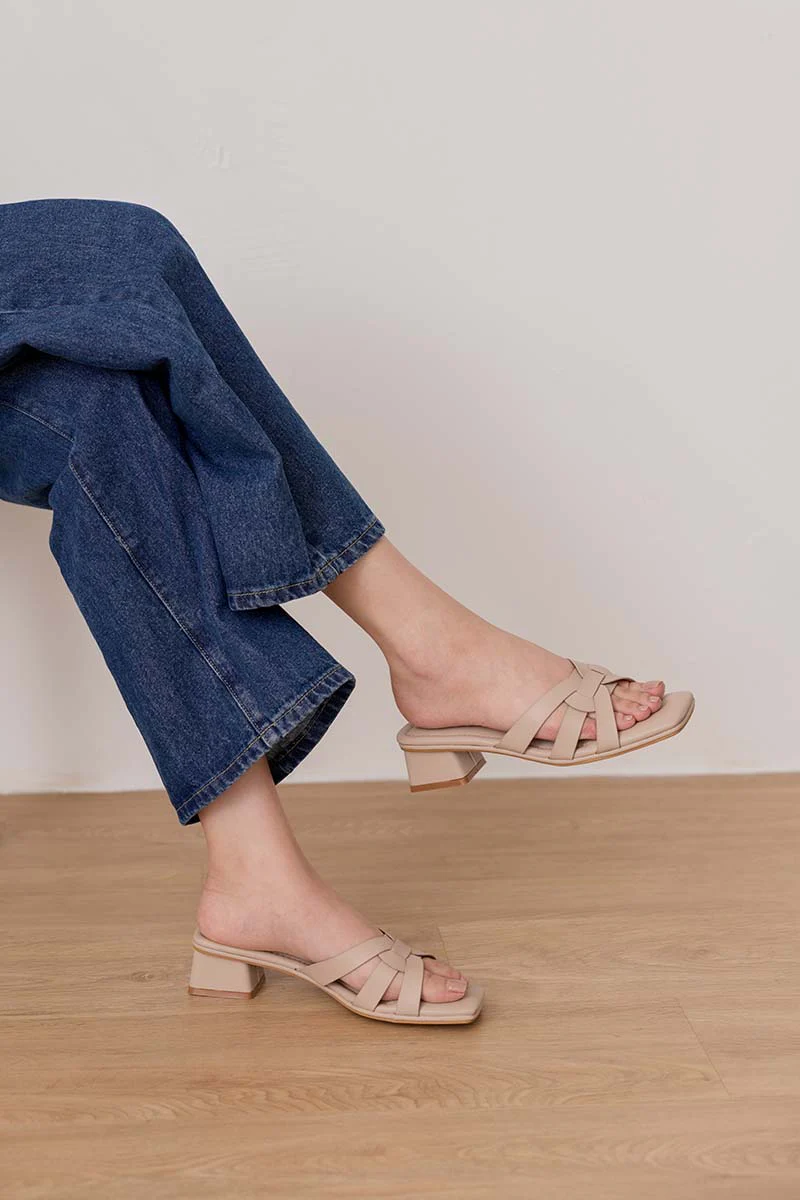 Rovena Interlocking Cloud Block Heels in Taupe - Image 3