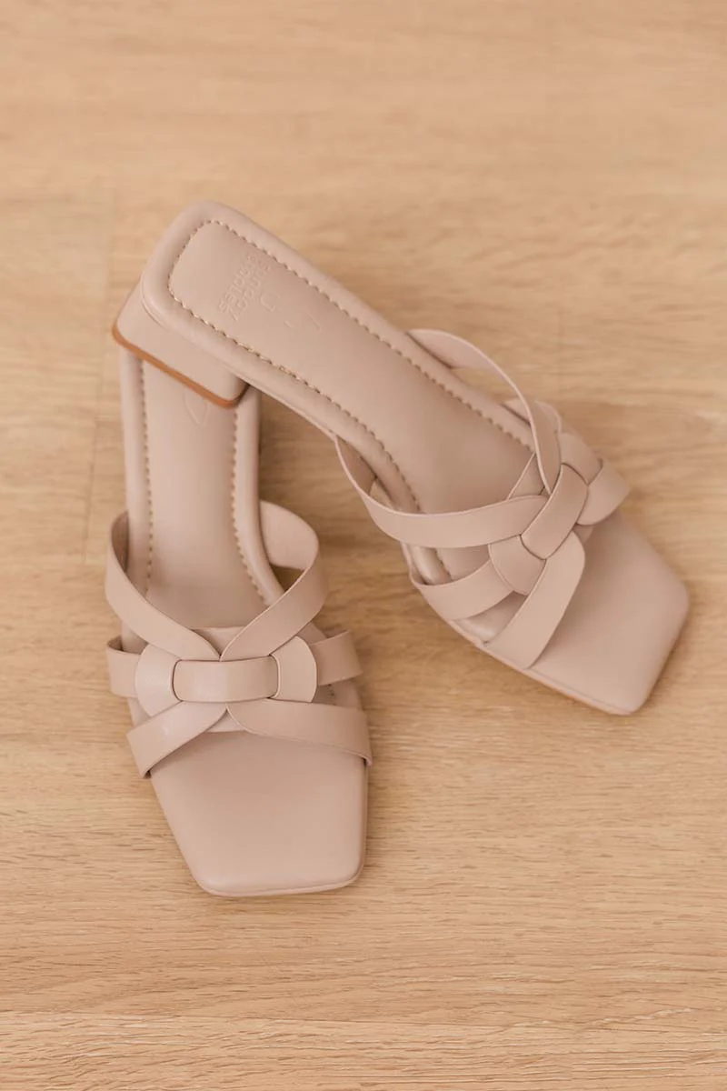 Rovena Interlocking Cloud Block Heels in Taupe - Image 5