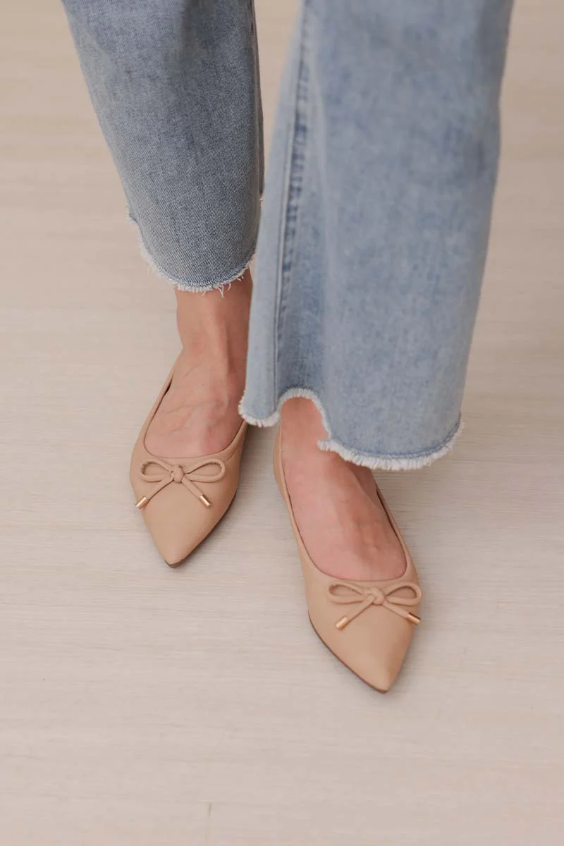 Rumi Bow Flats in Nude - Image 3