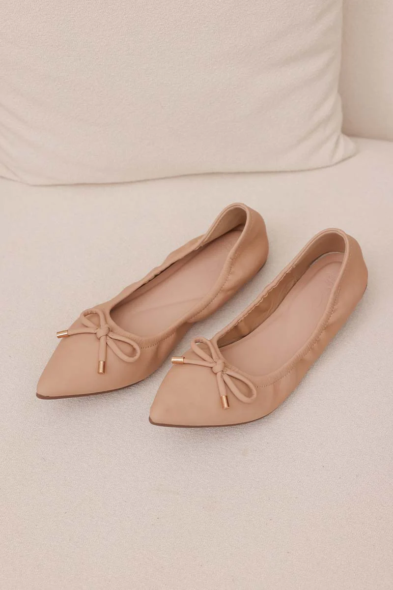 Rumi Bow Flats in Nude - Image 4