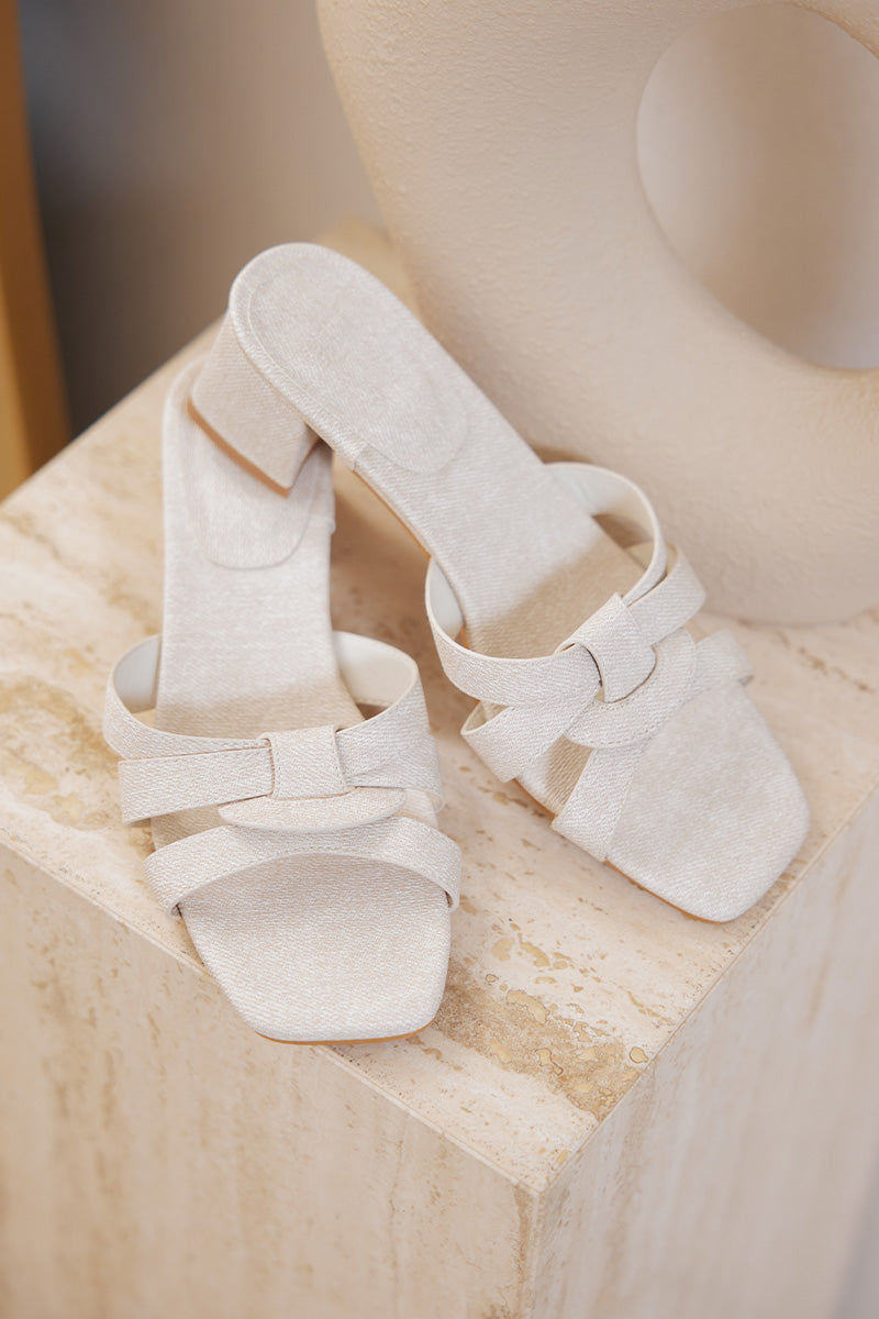 Ruuda Interlocking Block Heels in Waterproof Linen - Image 6