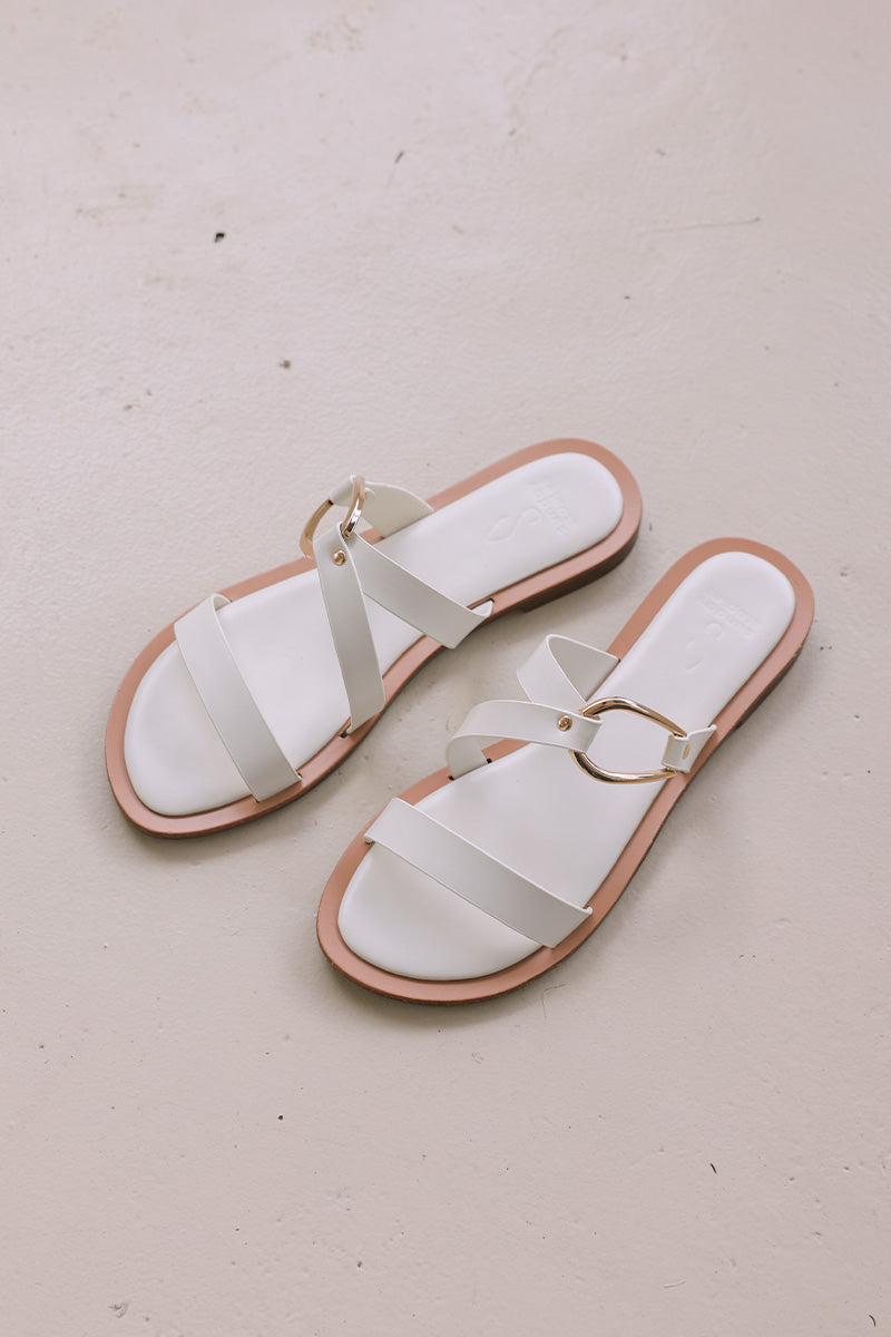 Saphira Gold Ring Sliders in Cream - Image 6