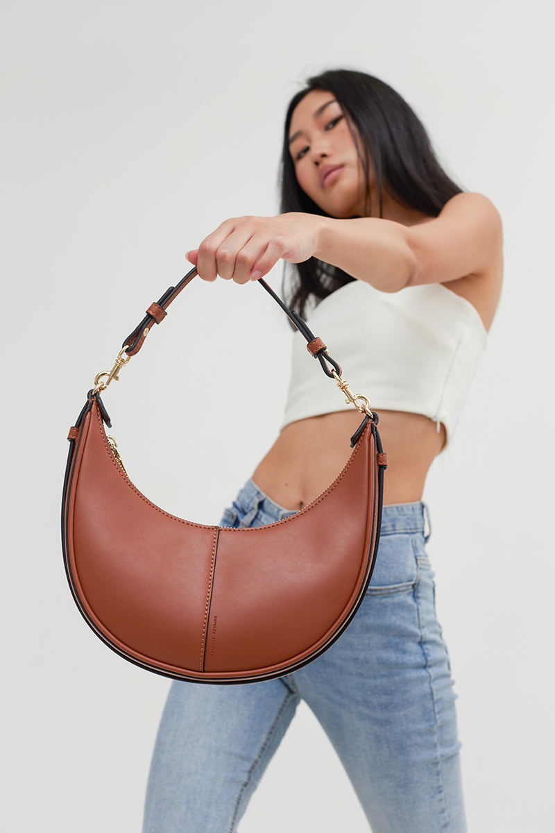 Selene Crescent Bag in Caramel - Image 2