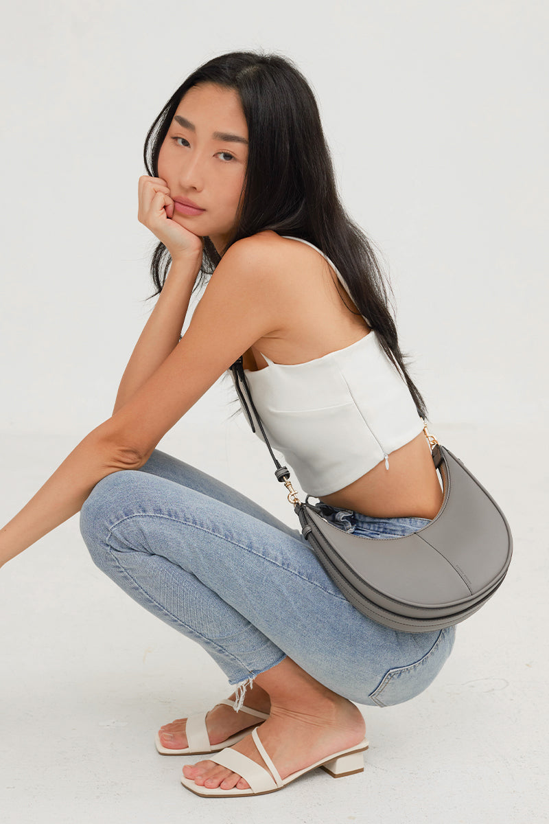 Selene Crescent Bag in Cement - Image 3