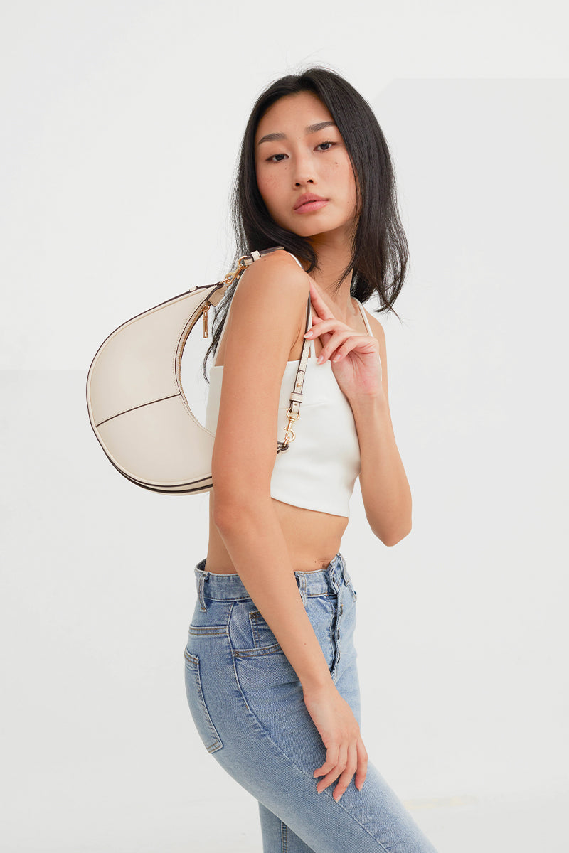 Selene Crescent Bag in Cream - Image 3