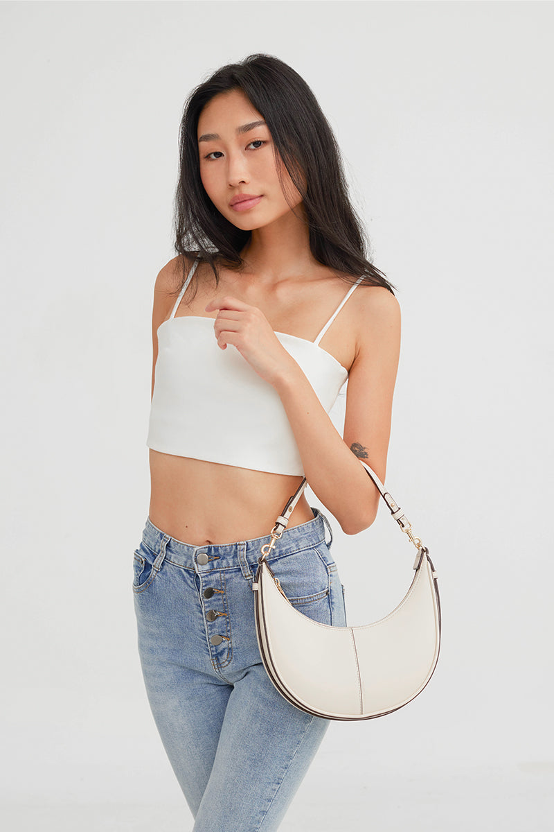 Selene Crescent Bag in Cream - Image 4