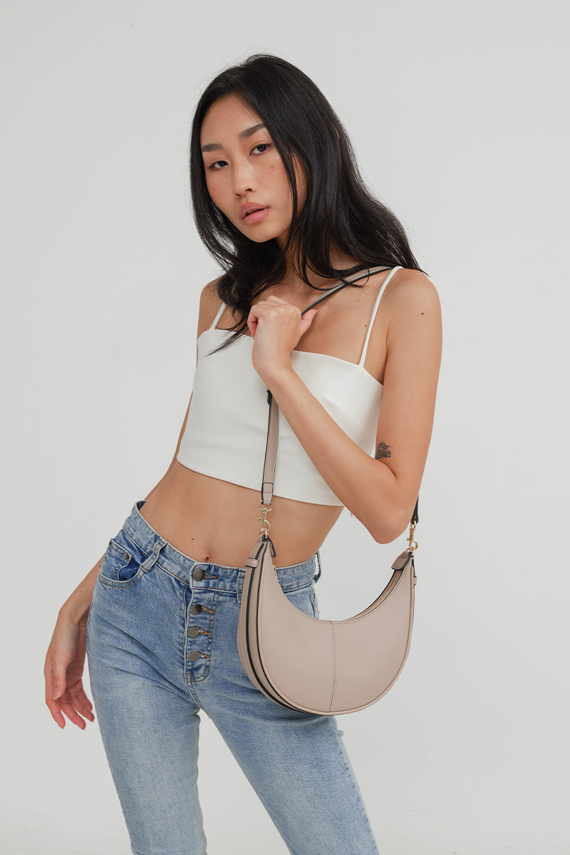 Selene Crescent Bag in Taupe - Image 3