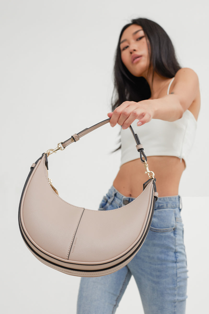 Selene Crescent Bag in Taupe - Image 4