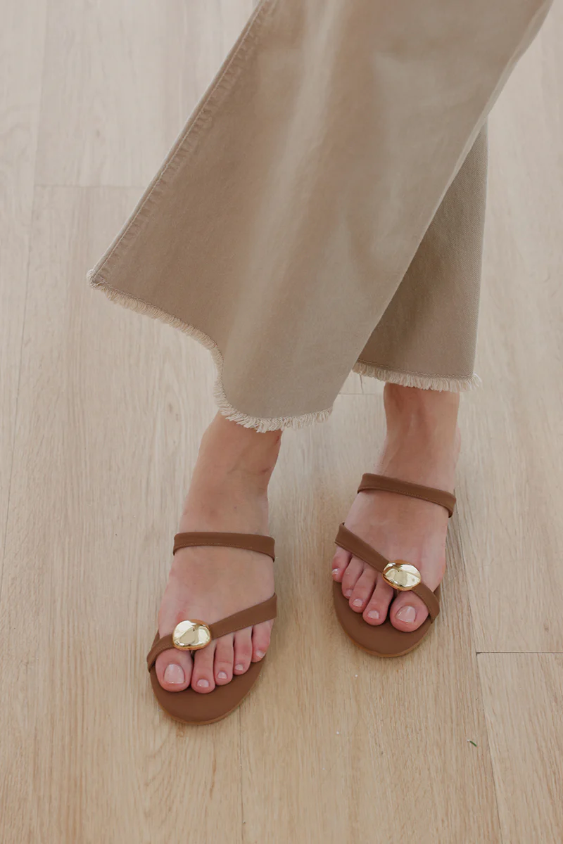 Selin Asymmetrical Sliders in Dark Brown Suede - Image 3