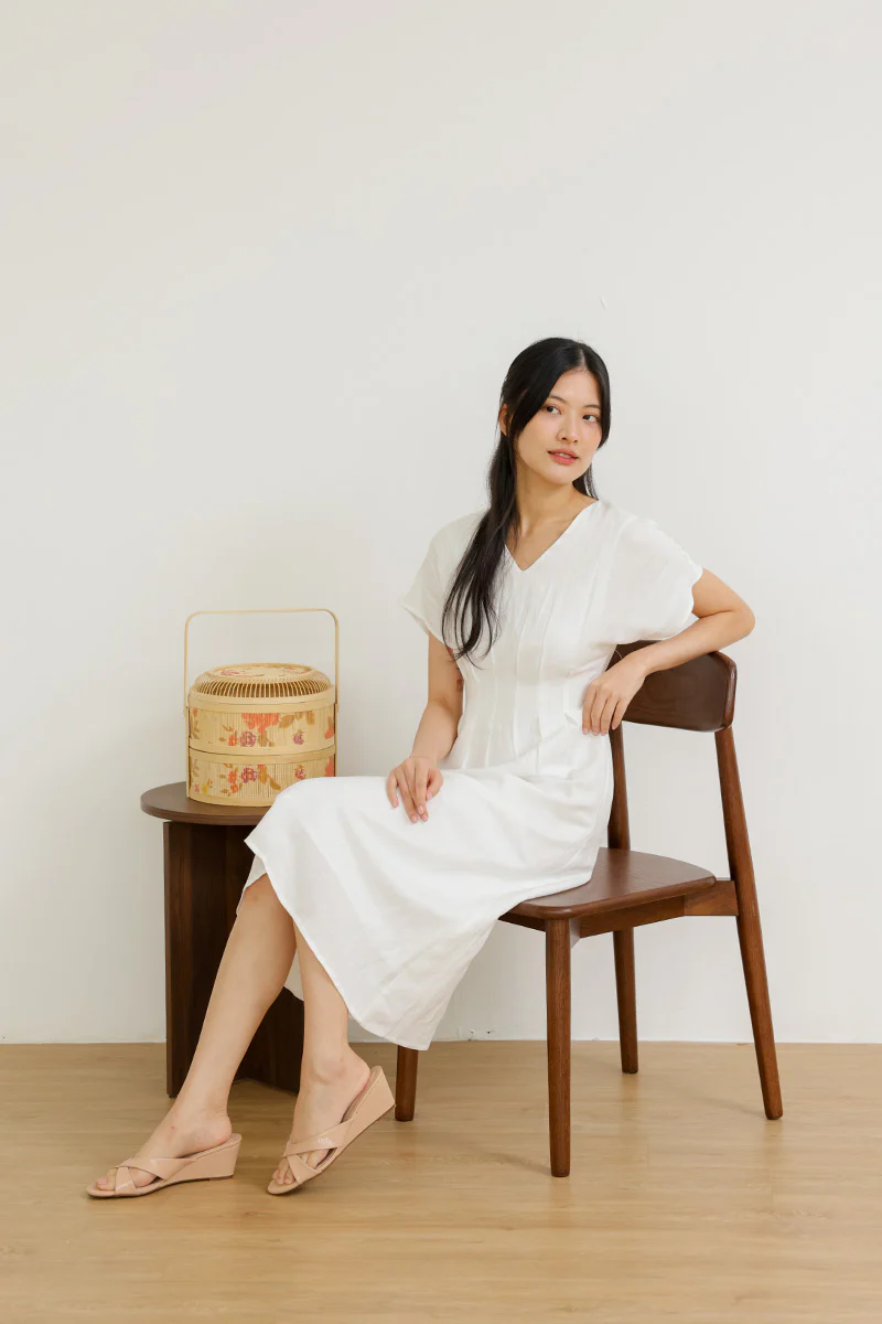Selune Cross Strap Wedges in Nude - Image 6