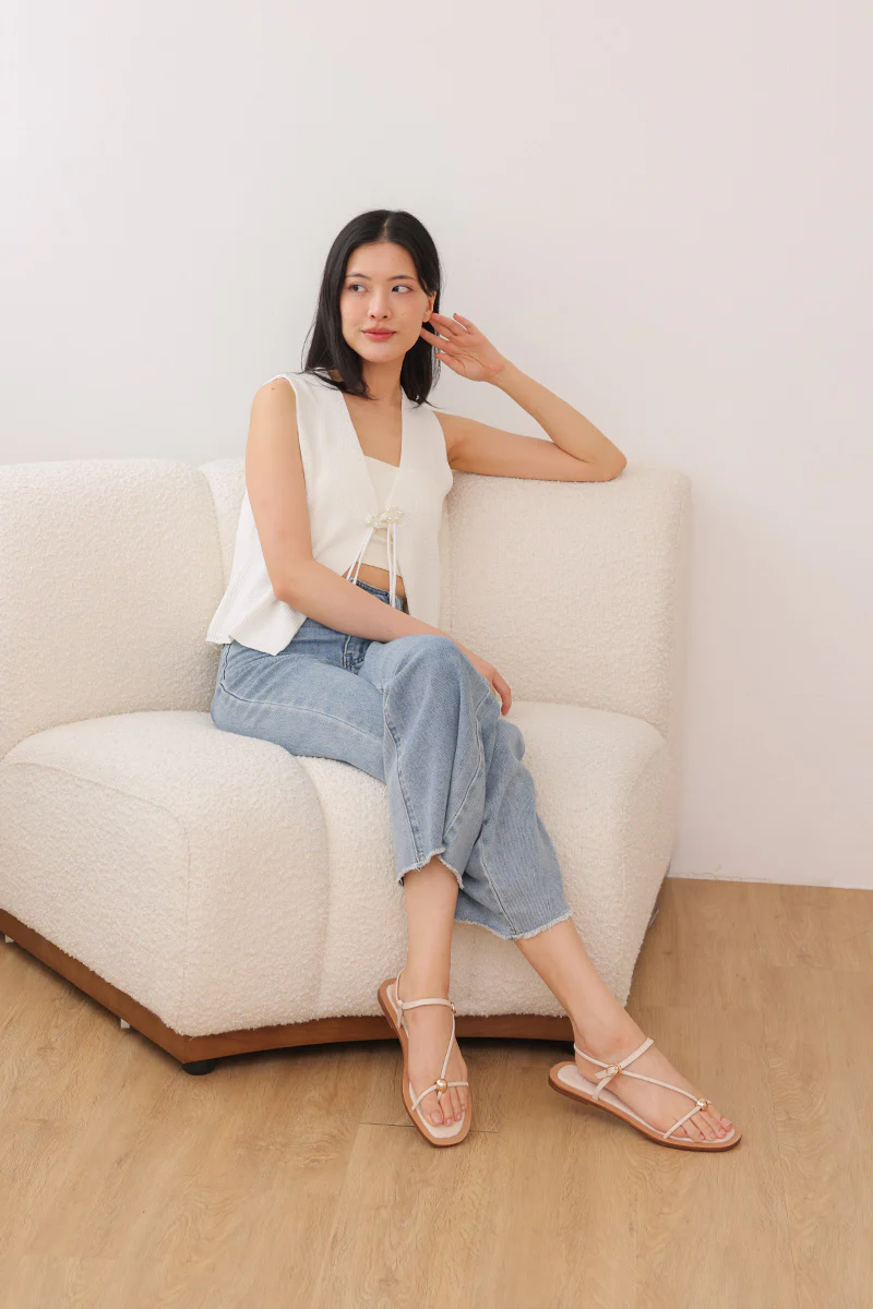 Seraphine Strappy Sandals in Cream - Image 6