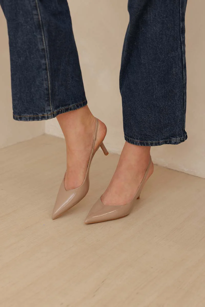 Serena Slingback Heels in Nude - Image 4