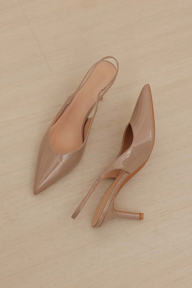 Serena Slingback Heels in Nude - Image 6