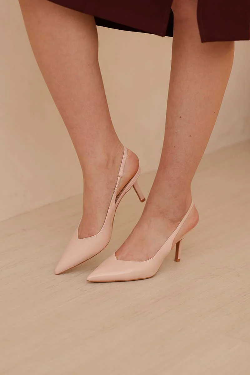 Serena Slingback Heels in Soft Pink - Image 3