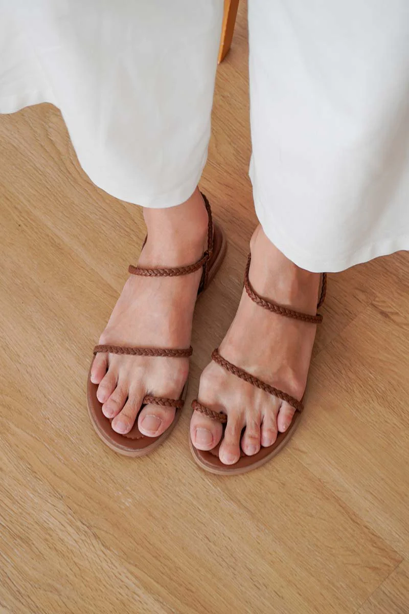Sevana Braided Sandals in Brown - Image 3