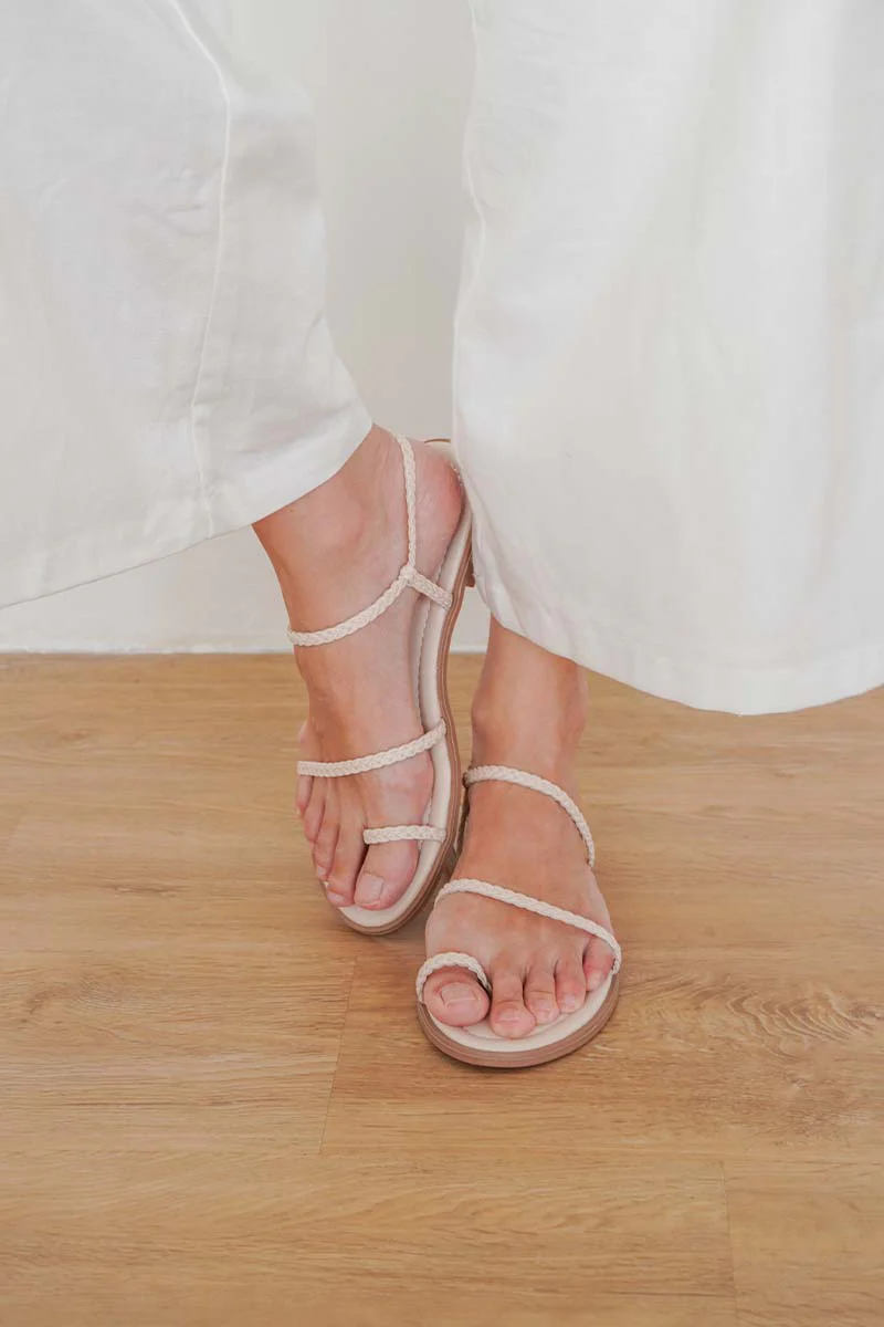 Sevana Braided Sandals in Cream - Image 6