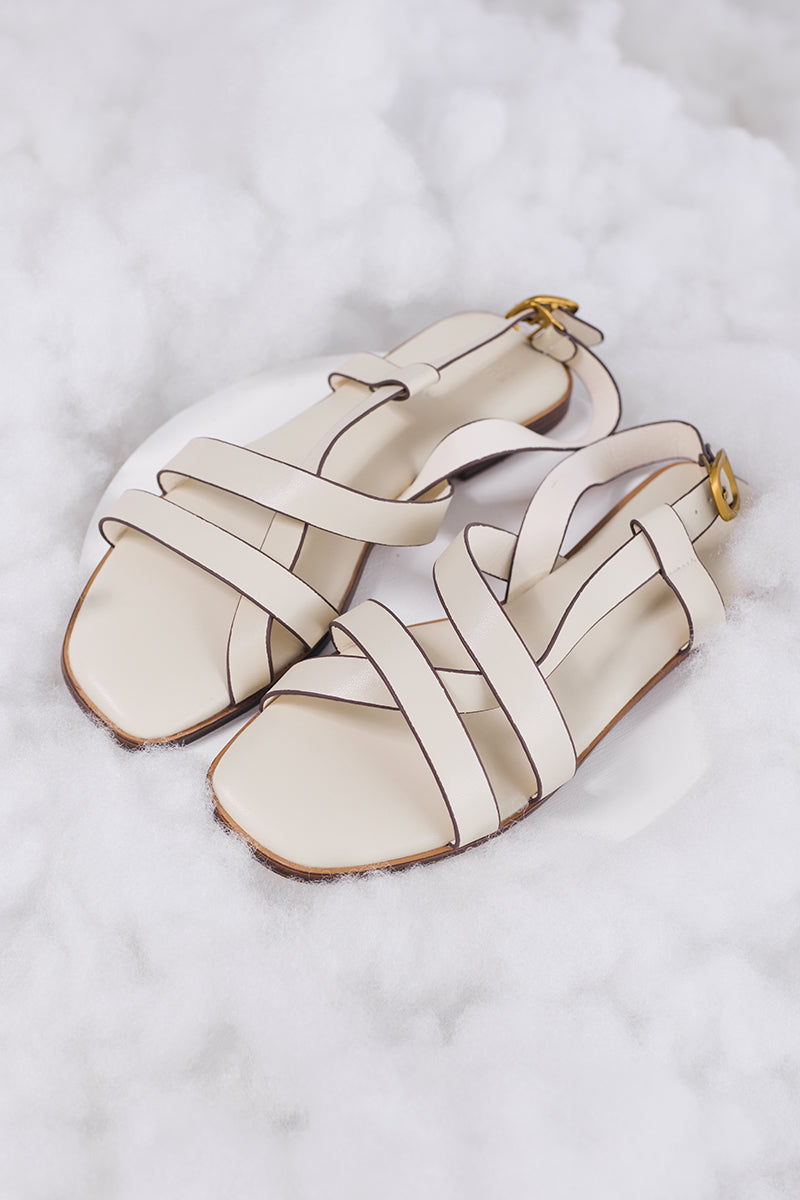 Skye Strappy Cloud Sandals in Cream - Image 6