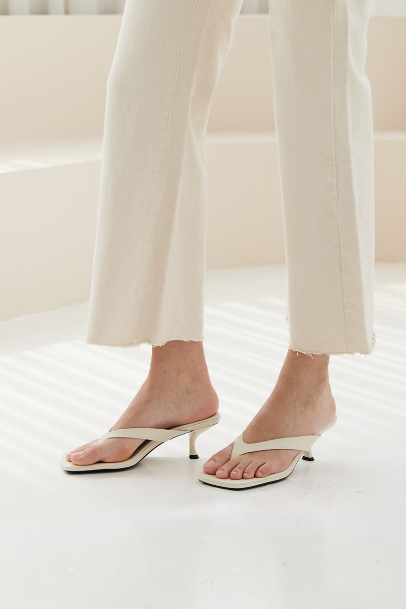 Slone Thong Heels in Cream - Image 6
