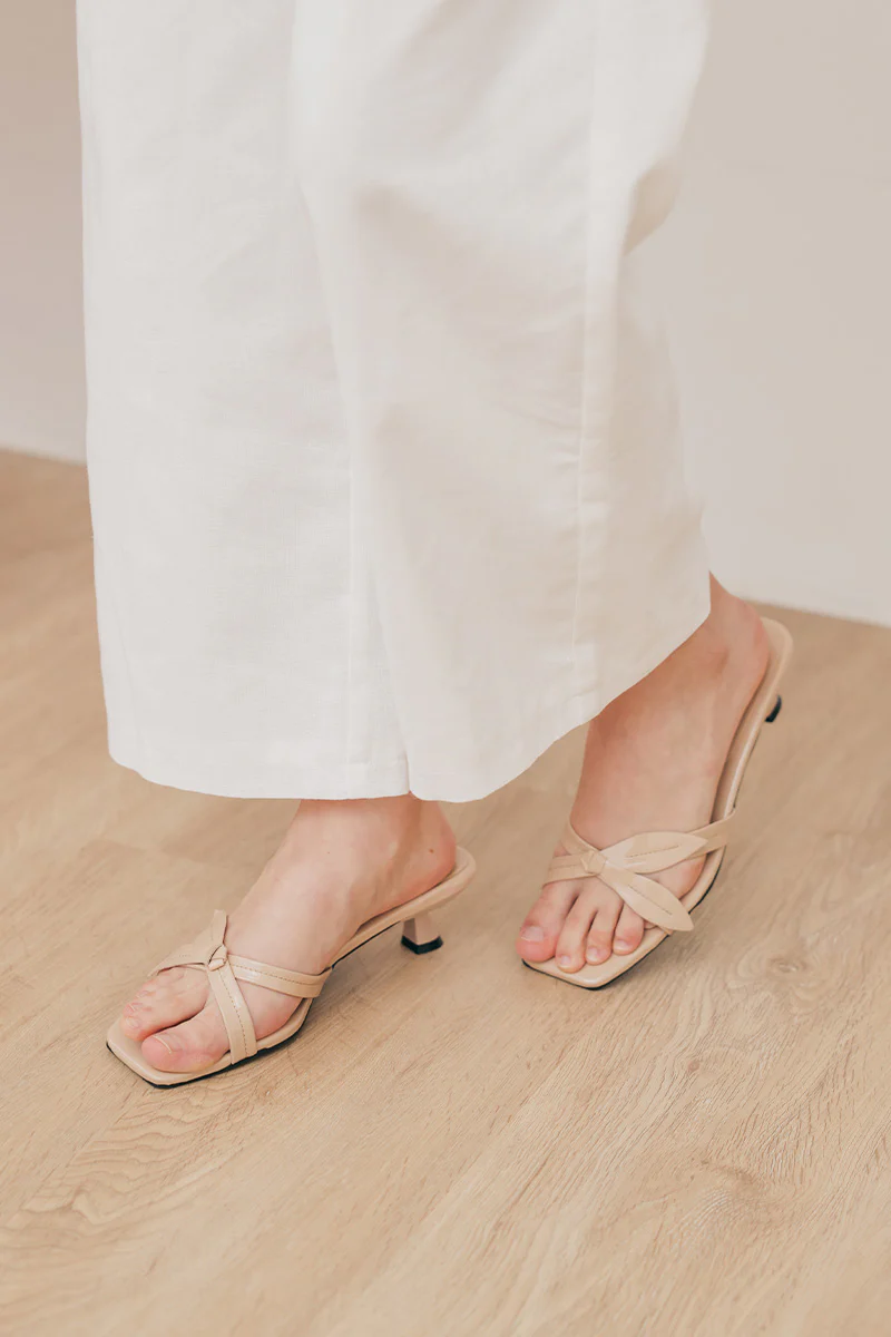 Soleia Flower Knot Kitten Heels in Nude - Image 2