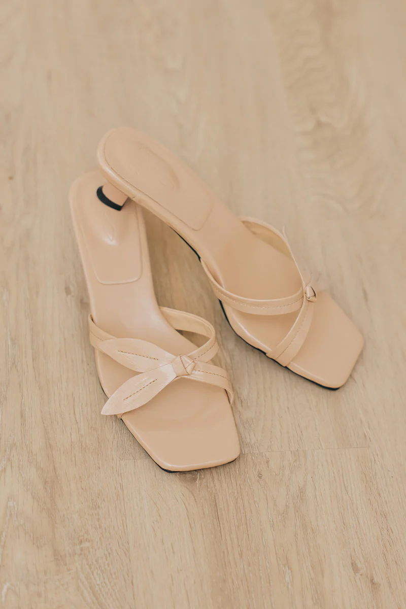 Soleia Flower Knot Kitten Heels in Nude - Image 4