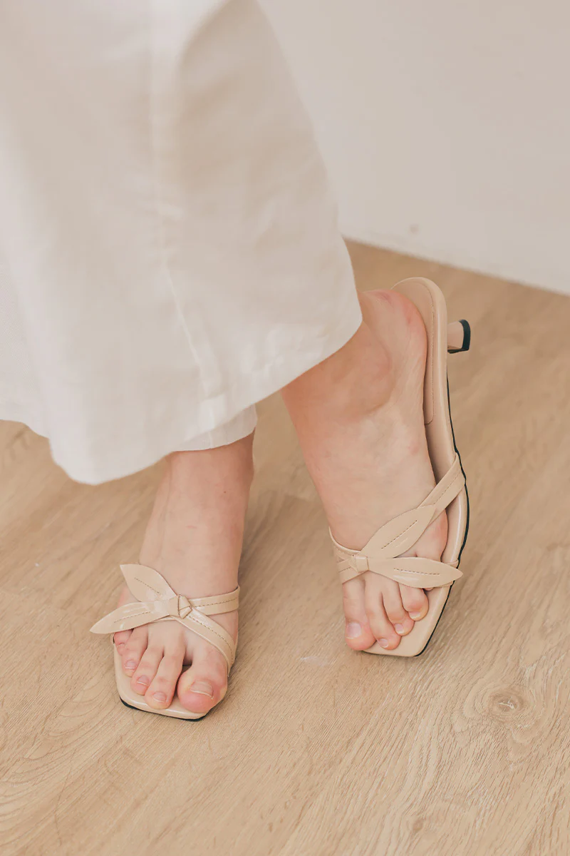 Soleia Flower Knot Kitten Heels in Nude - Image 6