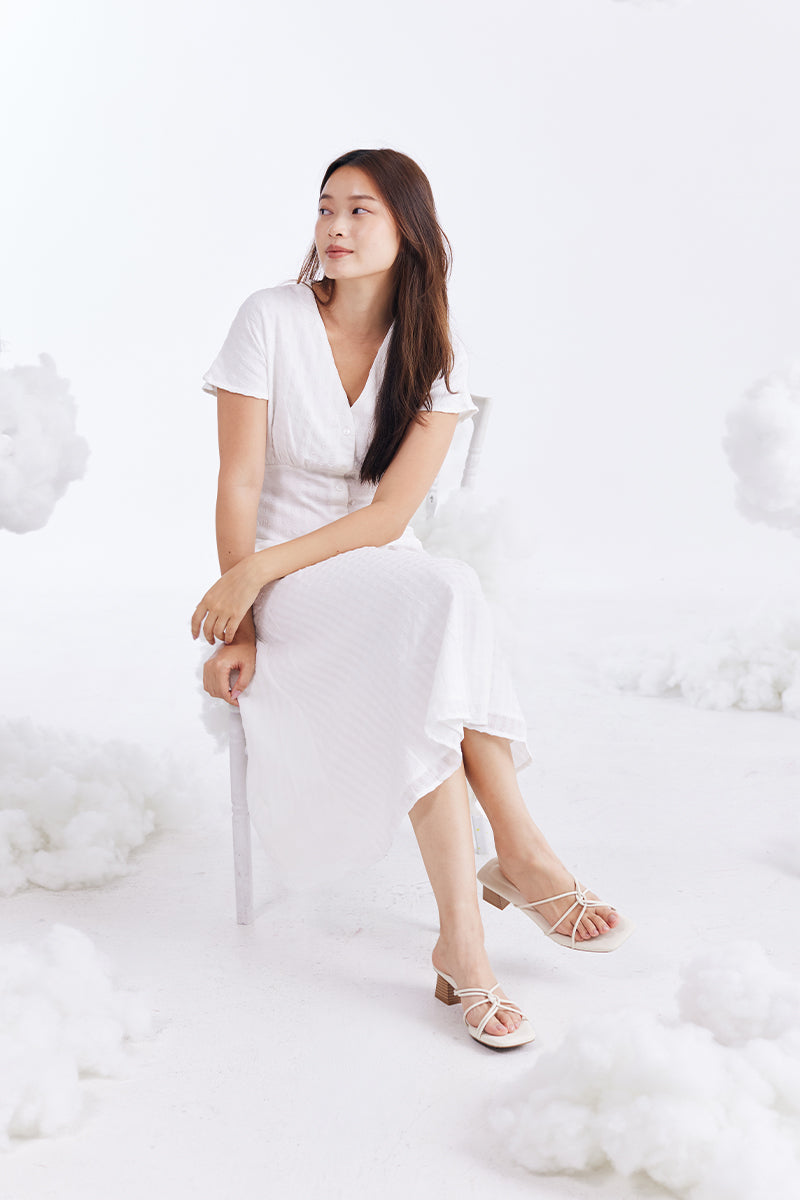 Soleil Strappy Cloud Block Heels in Cream - Image 4