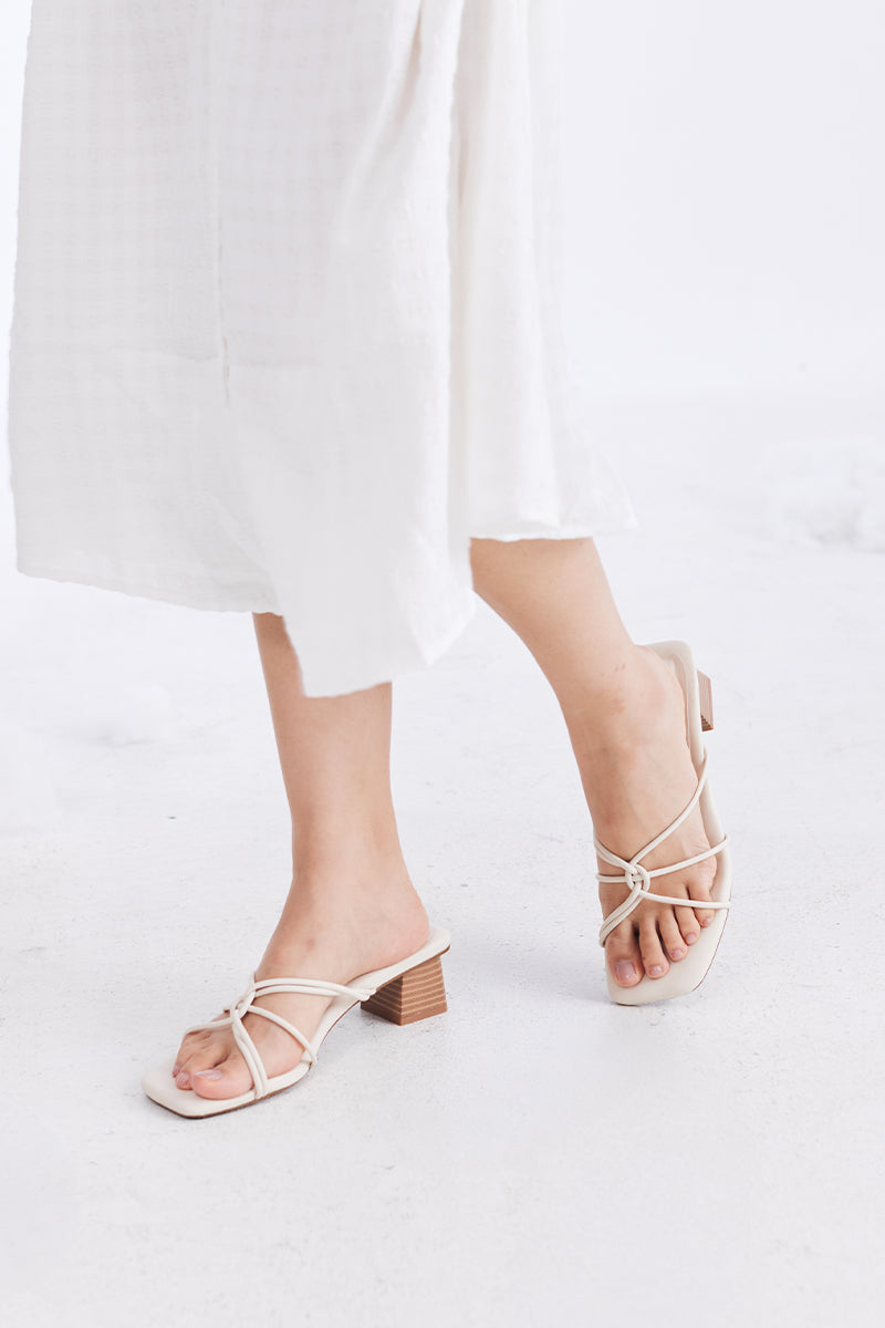 Soleil Strappy Cloud Block Heels in Cream - Image 6