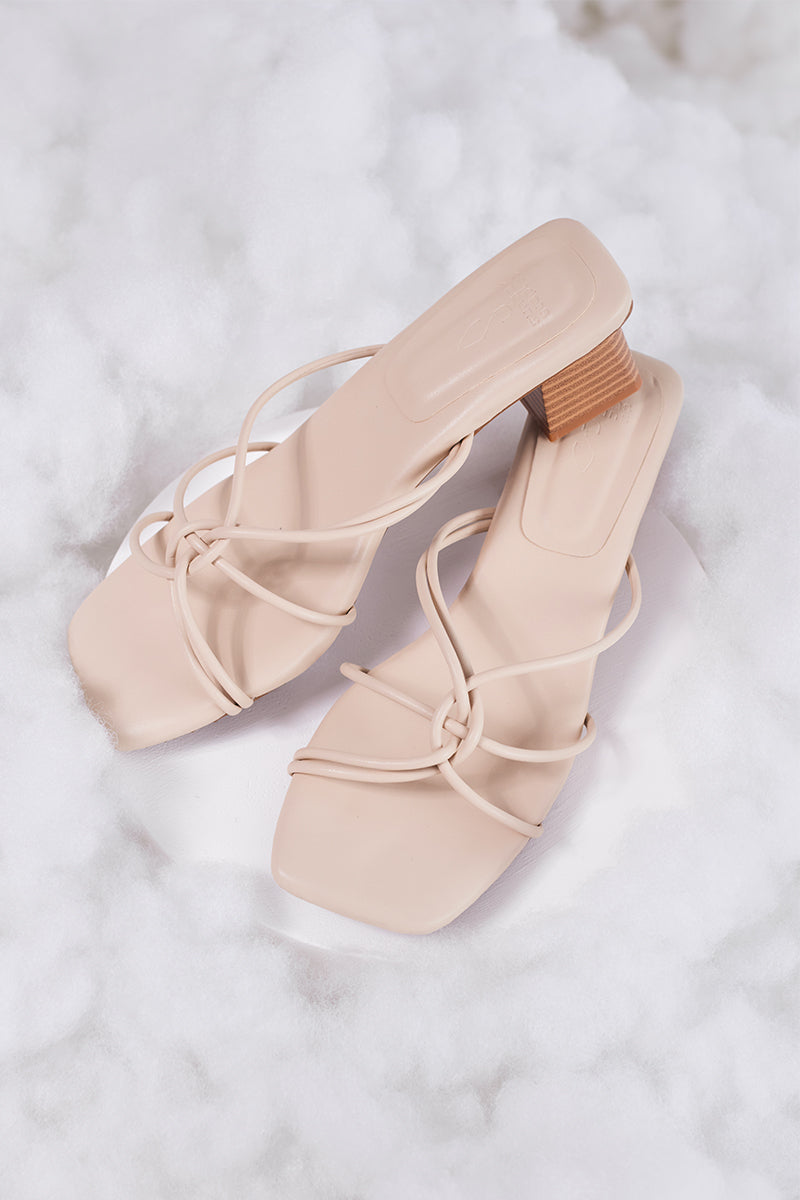Soleil Strappy Cloud Block Heels in Pale Nude - Image 6