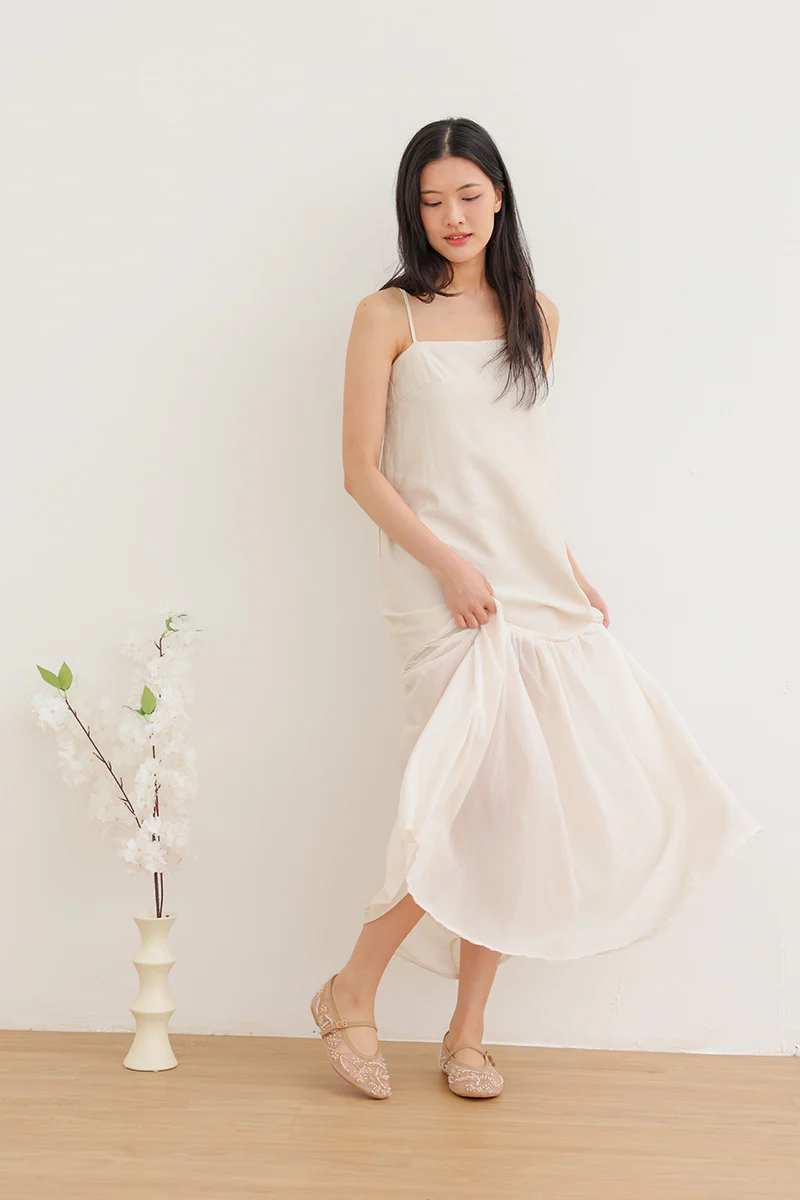 Solyn Embroidered Mesh Flats in Nude - Image 2