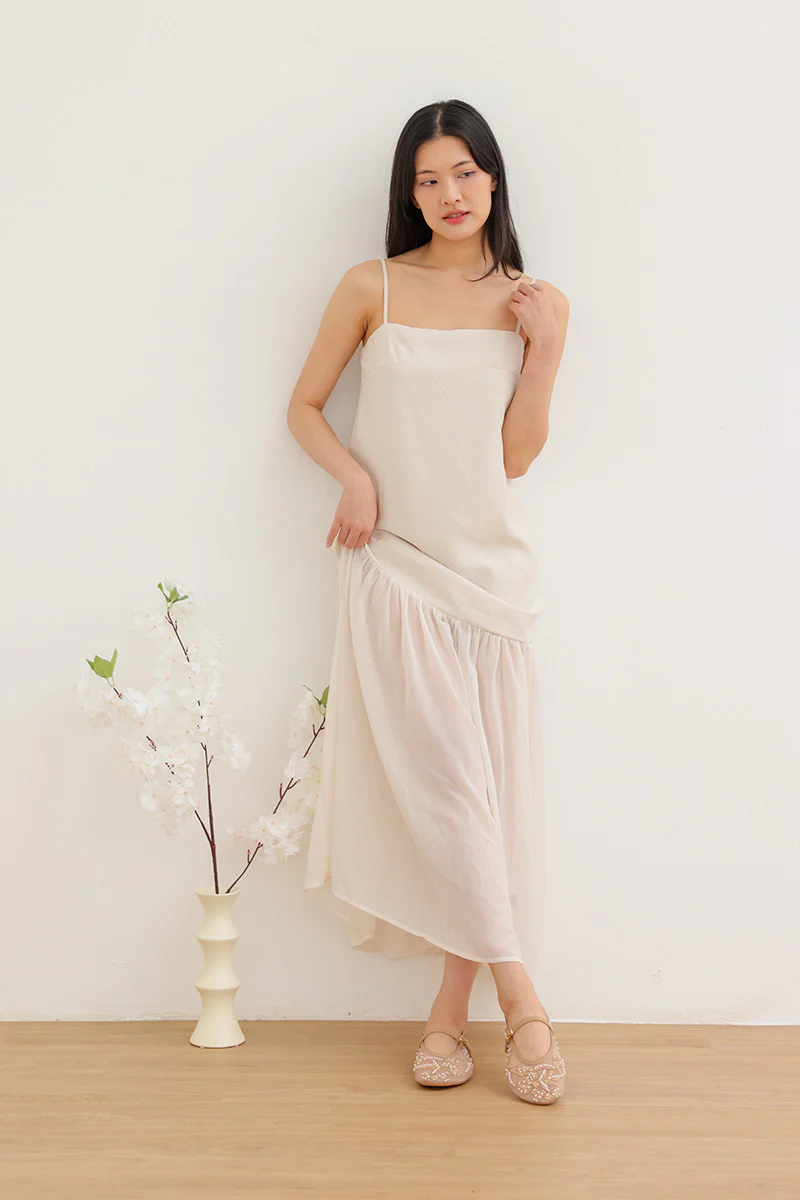 Solyn Embroidered Mesh Flats in Nude - Image 3