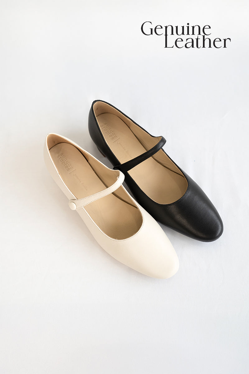 Sonnet Calf Leather Maryjane Heels in Cream