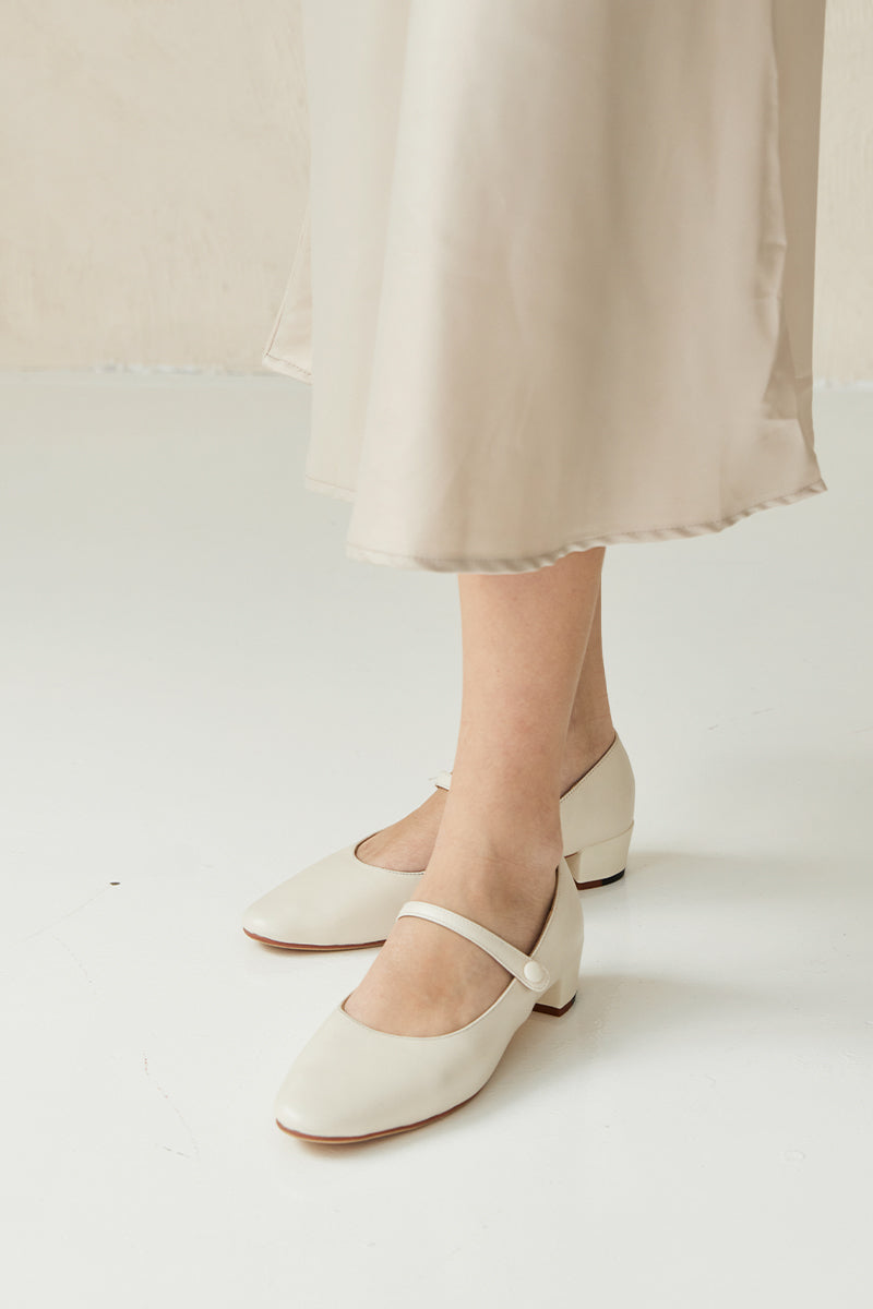 Sonnet Calf Leather Maryjane Heels in Cream - Image 2