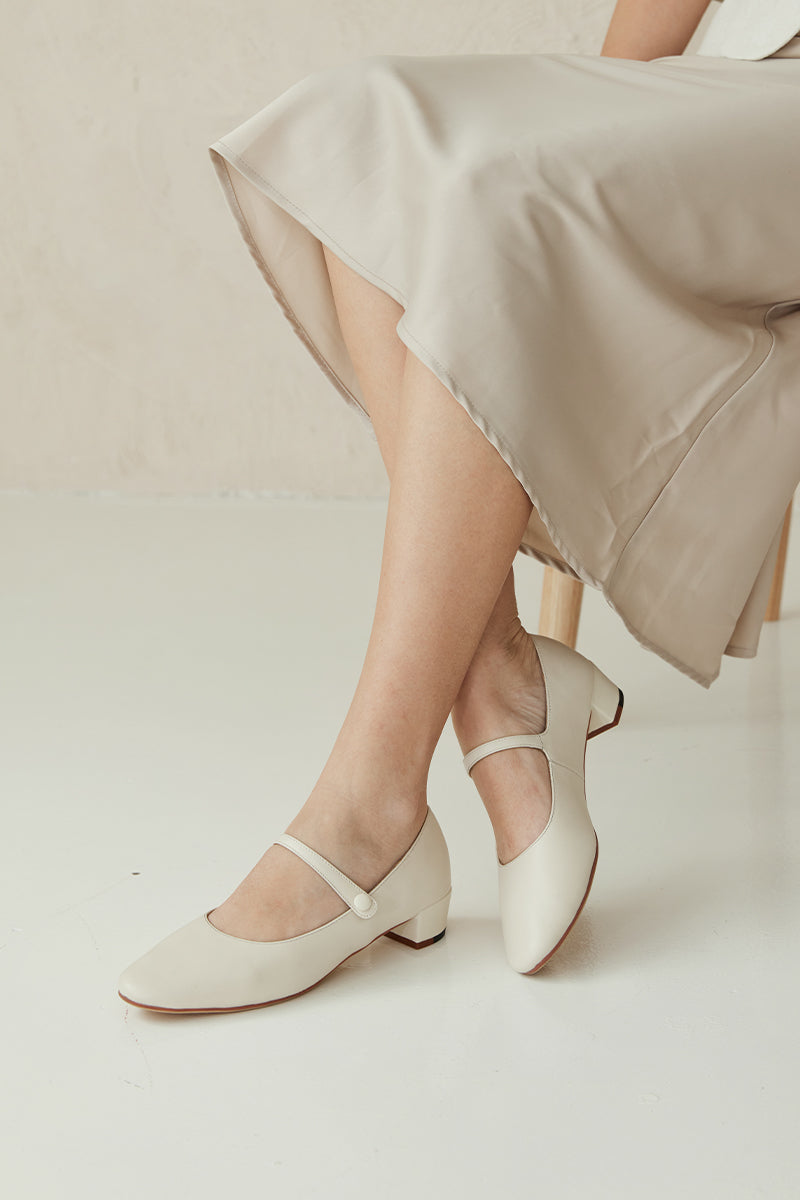Sonnet Calf Leather Maryjane Heels in Cream - Image 7